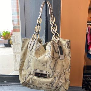 Vintage Coach Snakeskin Ivory/Nickel Shoulder Bag